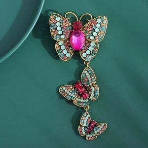Fuchsia Butterfly Cascade Jewel of Elegance Brooch